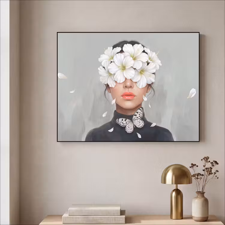 Lelies - Portret - Wit Textielframe zwart klein -sfeer2