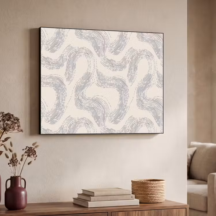 Lijnen - Patroon - Beige - Minimalistisch Textielframe zwart klein 947 -sfeer3