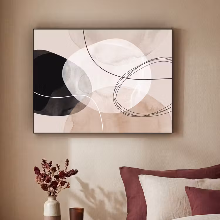 Art Frame - Lines - Wavy - Art - Lijnen - Golvend - Kunst Textielframe zwart klein
