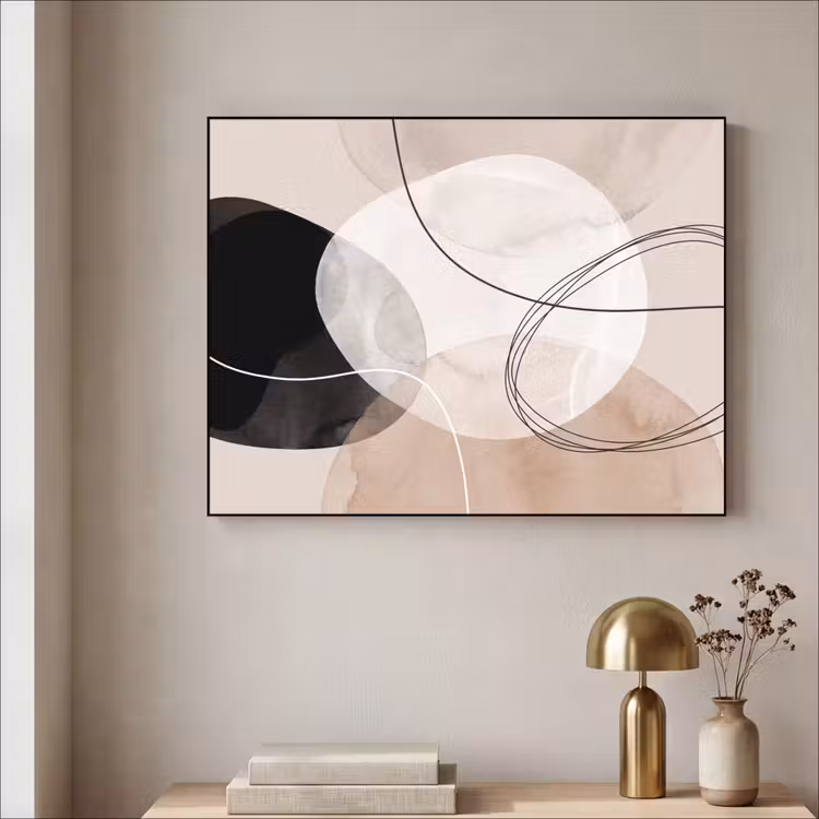 Art Frame - Lines - Wavy - Art - Lijnen - Golvend - Kunst Textielframe zwart klein