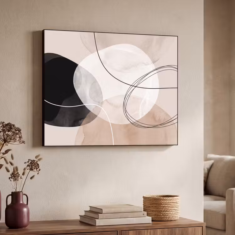 Art Frame - Lines - Wavy - Art - Lijnen - Golvend - Kunst Textielframe zwart klein