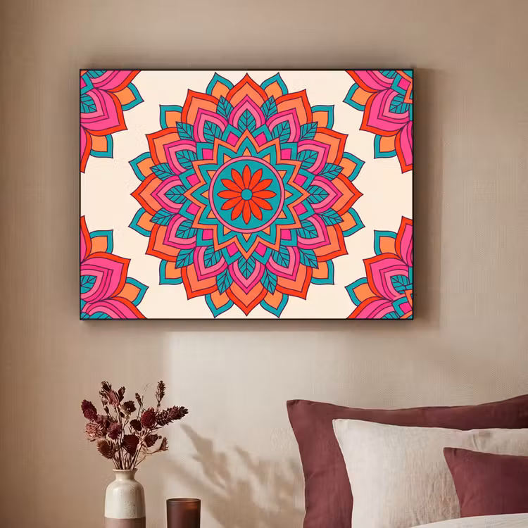 Mandala - Patroon - Abstract - Kleurrijk - Modern Textielframe zwart klein -sfeer1