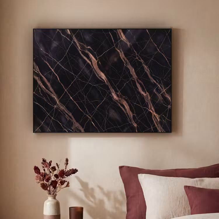 Marmer - Goud - Patroon - Luxe - Zwart Textielframe zwart klein -sfeer1