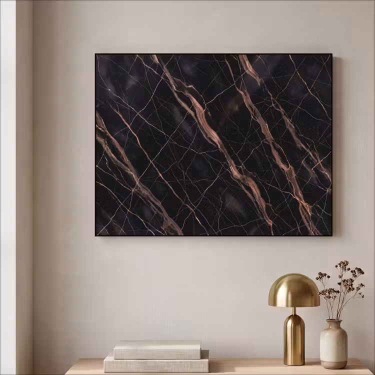 Marmer - Goud - Patroon - Luxe - Zwart Textielframe zwart klein -sfeer2