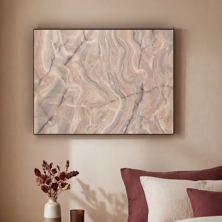 Marmer - Patroon - Abstract - Beige - Groen Textielframe zwart klein -sfeer1