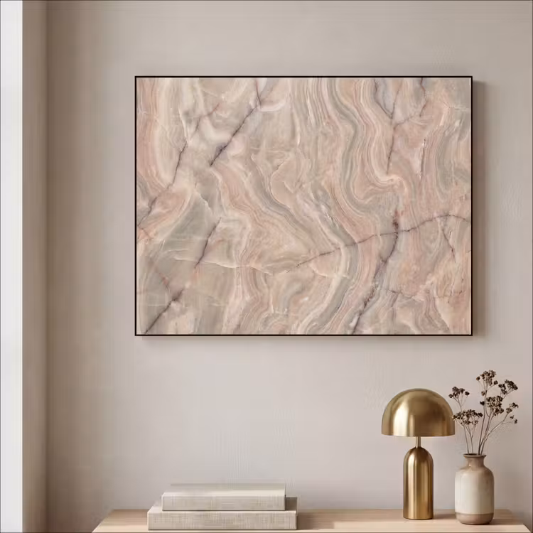 Marmer - Patroon - Abstract - Beige - Groen Textielframe zwart klein -sfeer2