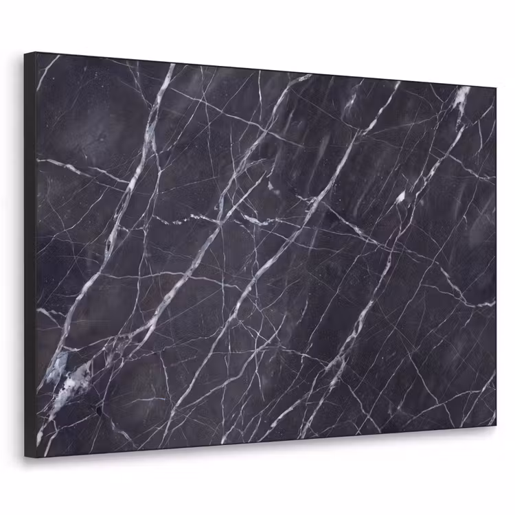 Marmer - Patroon - Modern - Zwart - Wit Textielframe zwart klein -3d