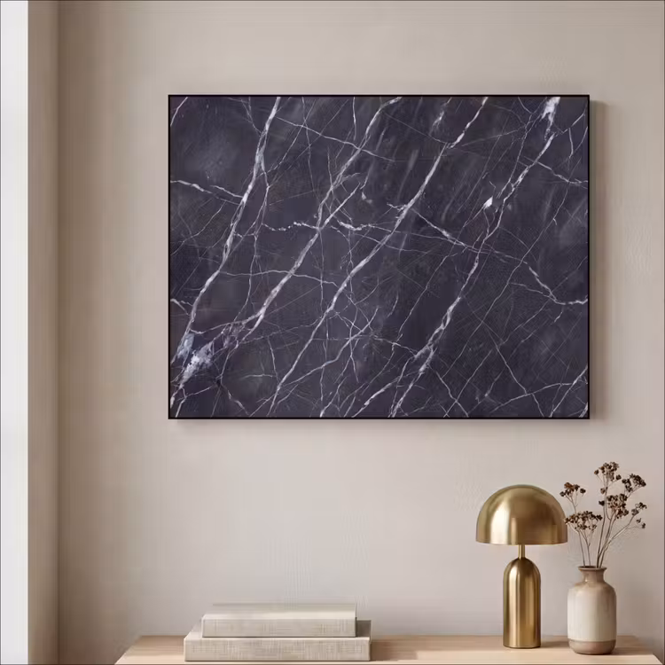 Marmer - Patroon - Modern - Zwart - Wit Textielframe zwart klein -sfeer2