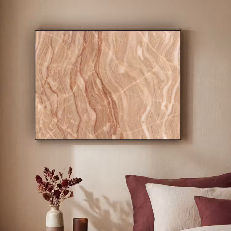 Marmer - Ader - Natuur - Abstract - Beige Textielframe zwart klein -sfeer1