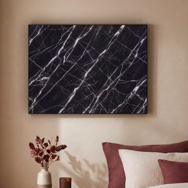 Marmer - Aders - Abstract - Zwart Textielframe zwart klein -sfeer1