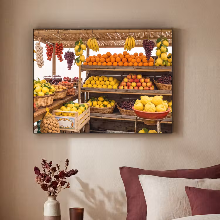 Art Frame - Market Stall - Fruit - Fresh - Marktkraam - Fruit - Vers Textielframe zwart klein