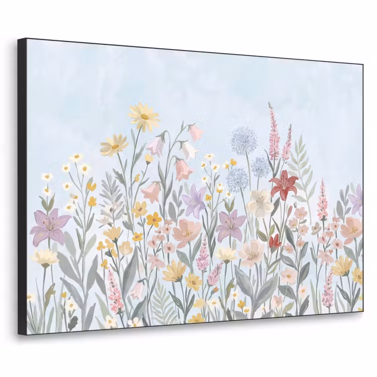 Weidebloemen - Illustratie - Kleurrijk Textielframe zwart klein -3d