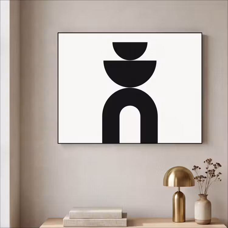 Art Frame - Minimalist - Art - White - Minimalistisch - Kunst - Wit Textielframe zwart klein