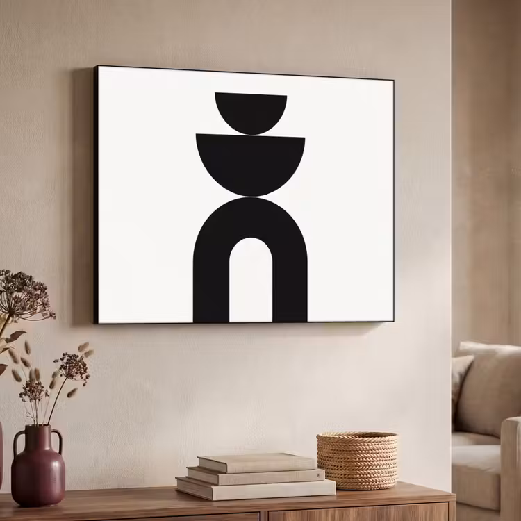 Art Frame - Minimalist - Art - White - Minimalistisch - Kunst - Wit Textielframe zwart klein