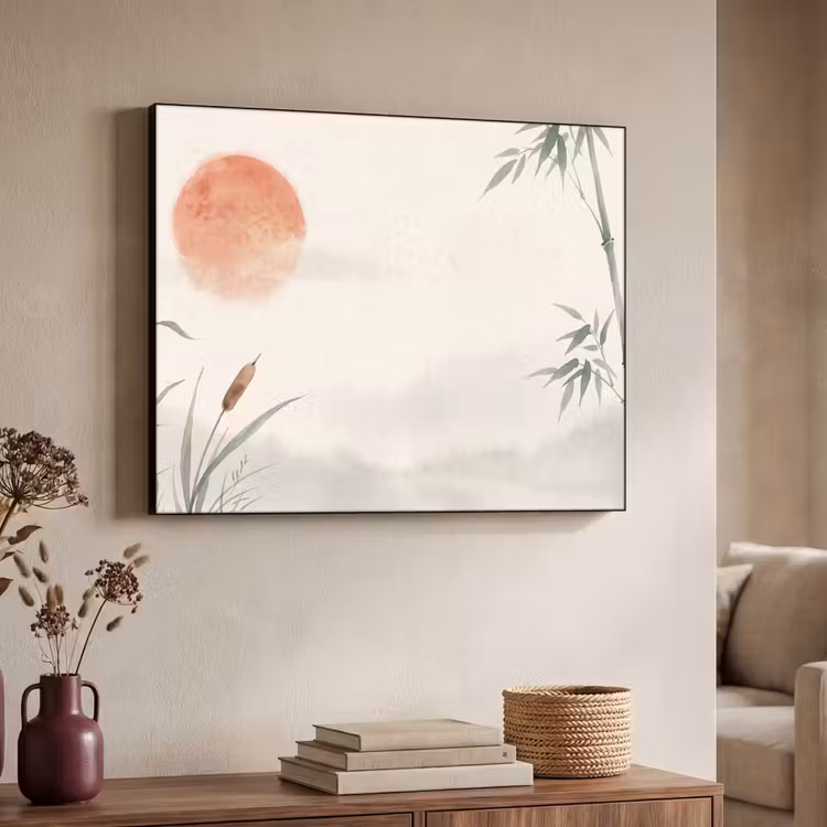 Minimalistisch - Bamboe - Groen Textielframe zwart klein -sfeer3