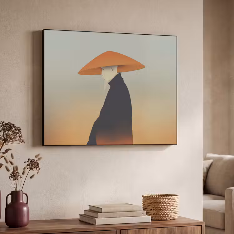Minimalistisch - Silhouet - Oranje Textielframe zwart klein -sfeer3