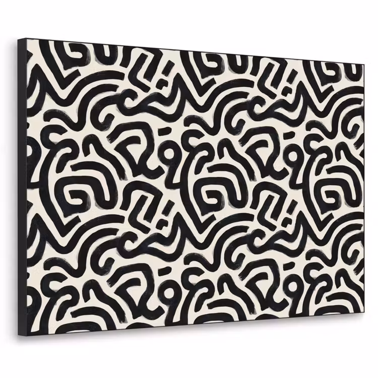 Modern - Abstract - Zwart Textielframe zwart klein 947 -3d