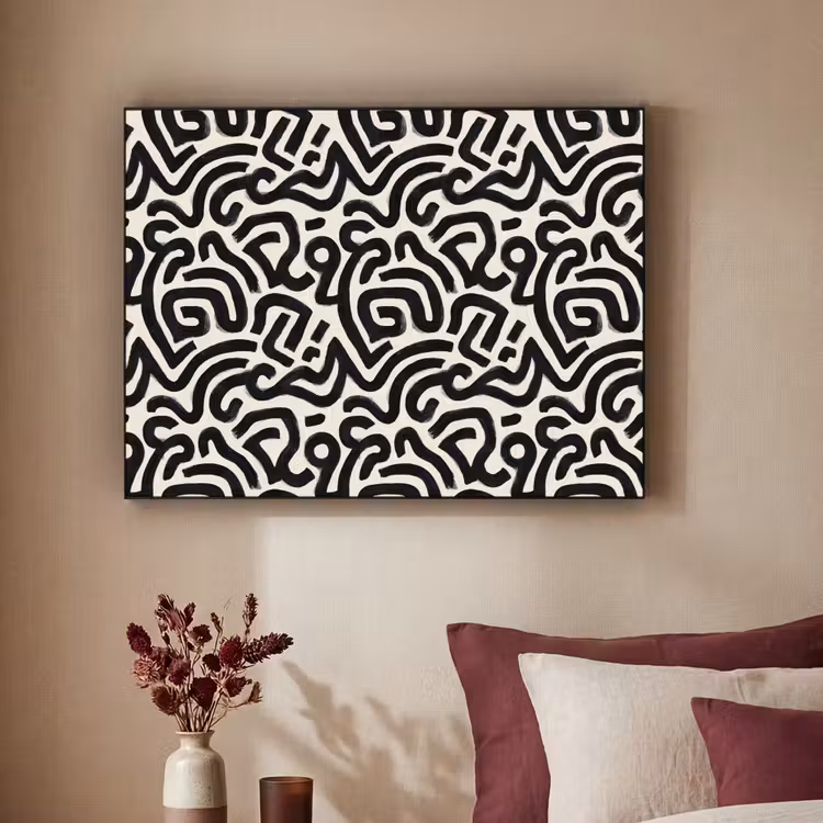 Modern - Abstract - Zwart Textielframe zwart klein 947 -sfeer1