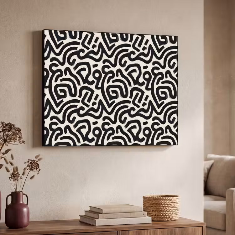 Modern - Abstract - Zwart Textielframe zwart klein 947 -sfeer3