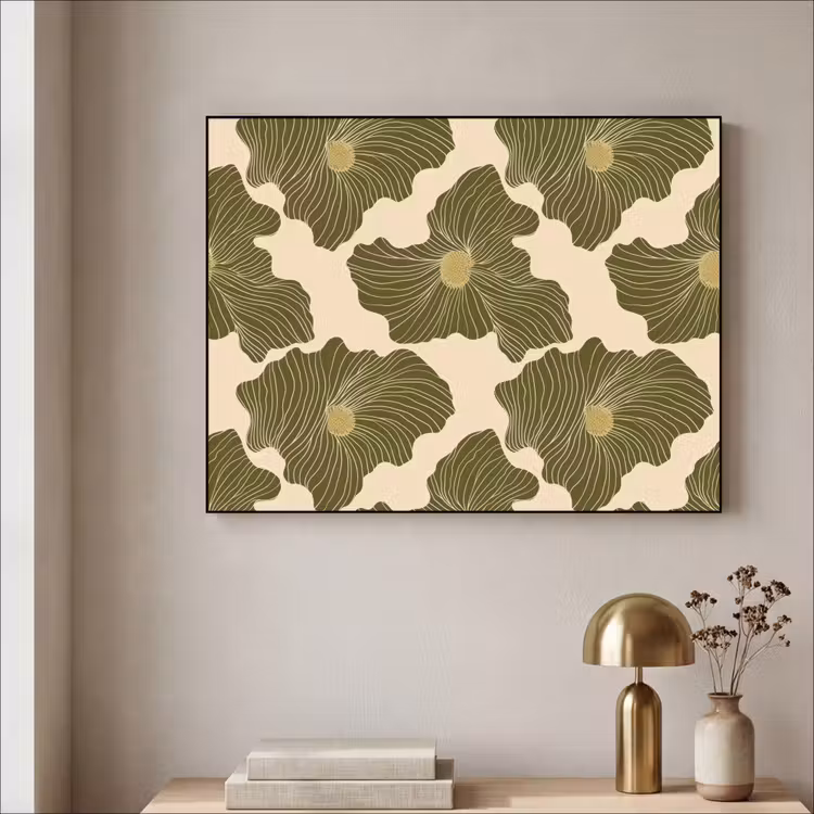 Modern - Abstract - Groen Textielframe zwart klein 947 -sfeer2