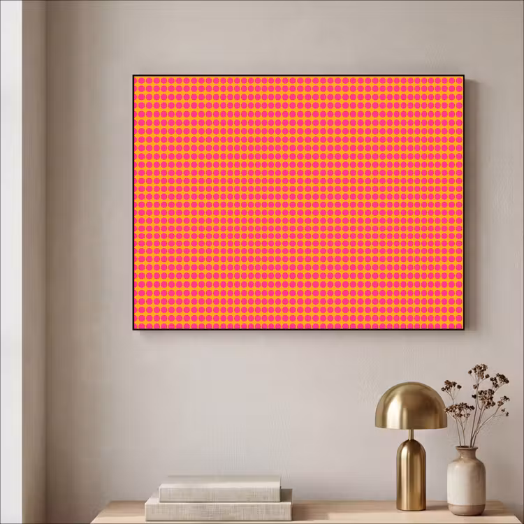 Modern - Stippen - Oranje Textielframe zwart klein 947 -sfeer2