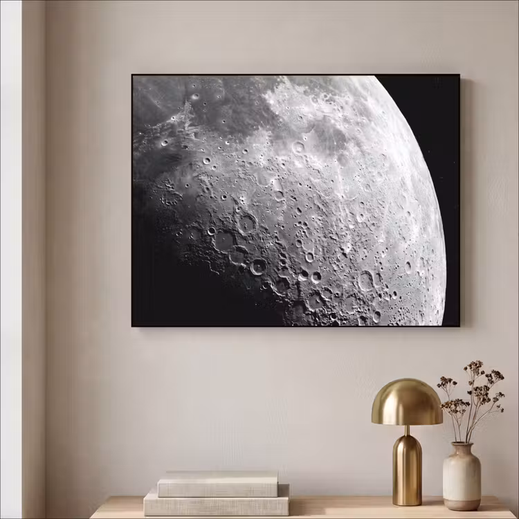 Art Frame - Moon - Craters - Space - Maan - Kraters - Ruimte Textielframe zwart klein