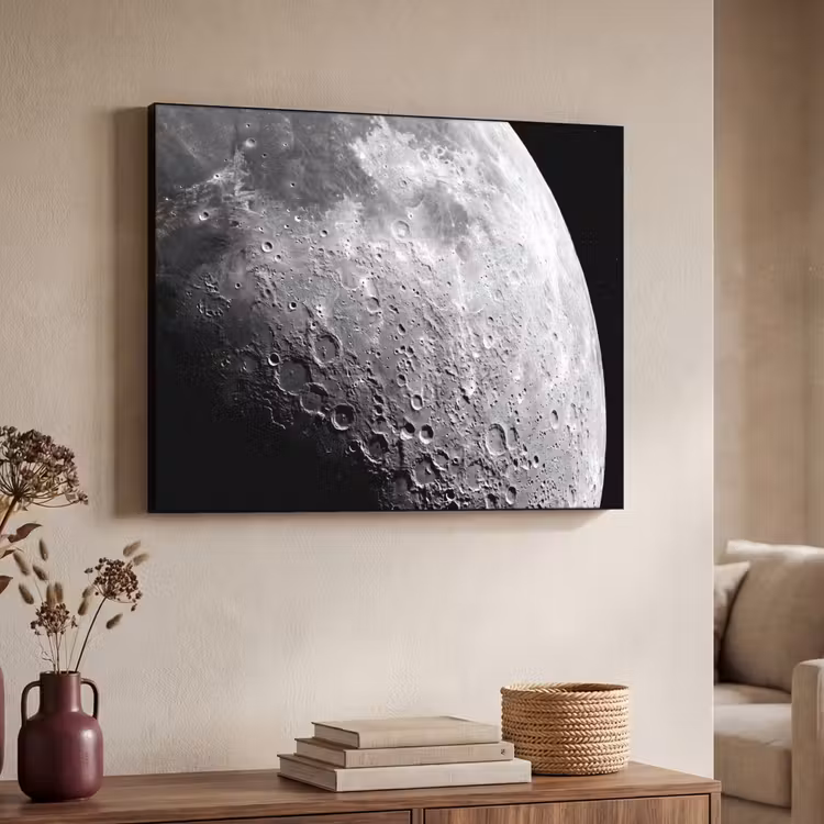 Art Frame - Moon - Craters - Space - Maan - Kraters - Ruimte Textielframe zwart klein