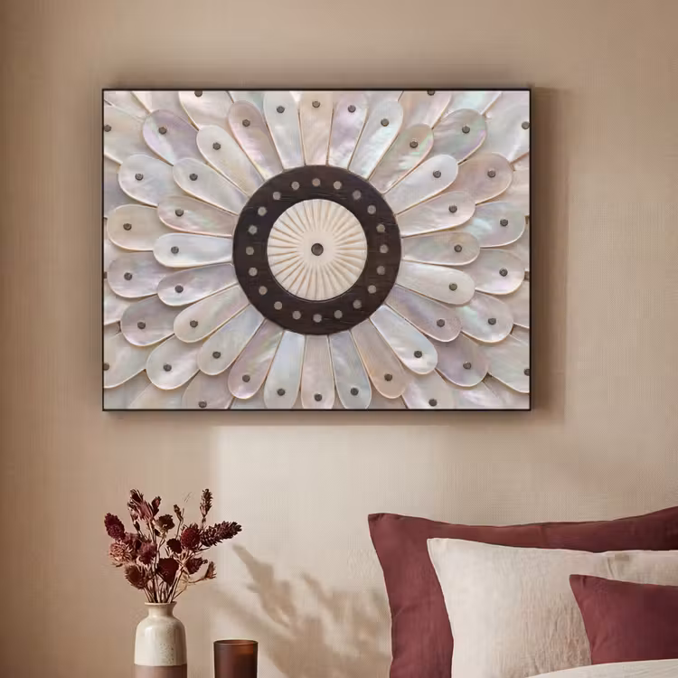 Parelmoer - Patroon - Decoratie - Ambacht - Wit Textielframe zwart klein -sfeer1