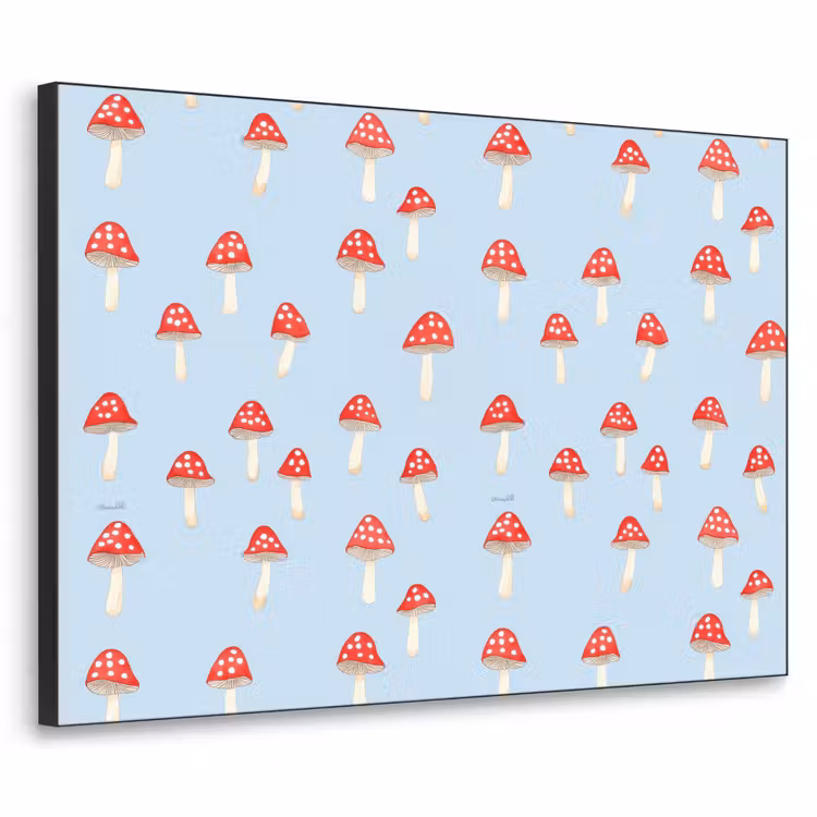 Paddenstoel -Sprookje - Blauw Textielframe zwart klein 947 -3d