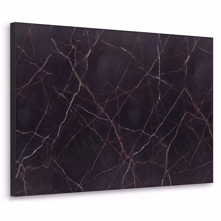 Natuursteen - Marmerpatroon - Abstract - Modern - Zwart - Goud Textielframe zwart klein -3d