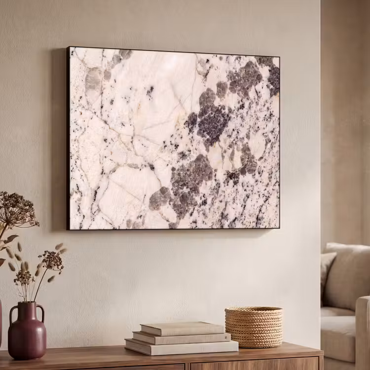 Natuursteen - Patroon - Abstract - Beige - Grijs Textielframe zwart klein -sfeer3