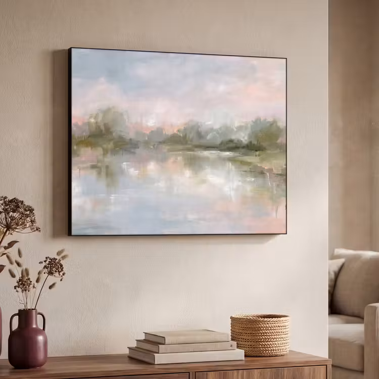 Natuur - Landschap - Abstract - Water - Groen Textielframe zwart klein -sfeer3