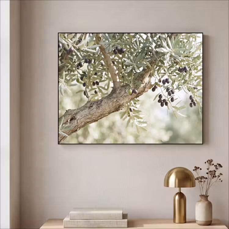 Art Frame - Olive tree - branch - green - Olijfboom - tak - groen Textielframe zwart klein