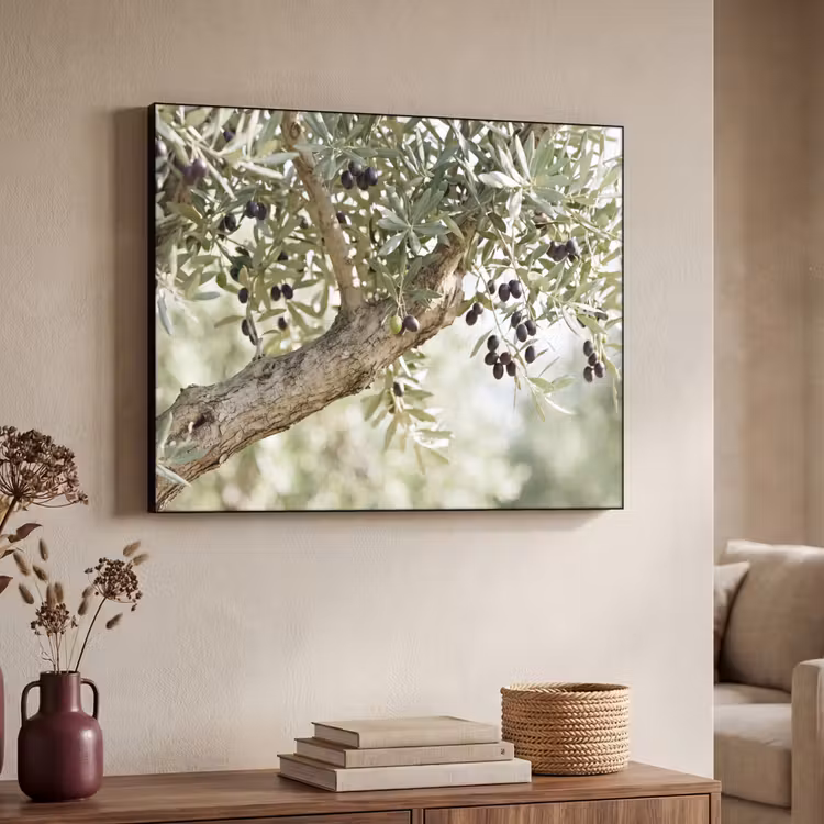 Art Frame - Olive tree - branch - green - Olijfboom - tak - groen Textielframe zwart klein