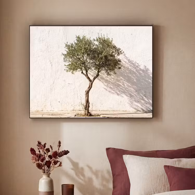 Art Frame - Olive Tree - Wall - White - Olijfboom - muur - wit Textielframe zwart klein