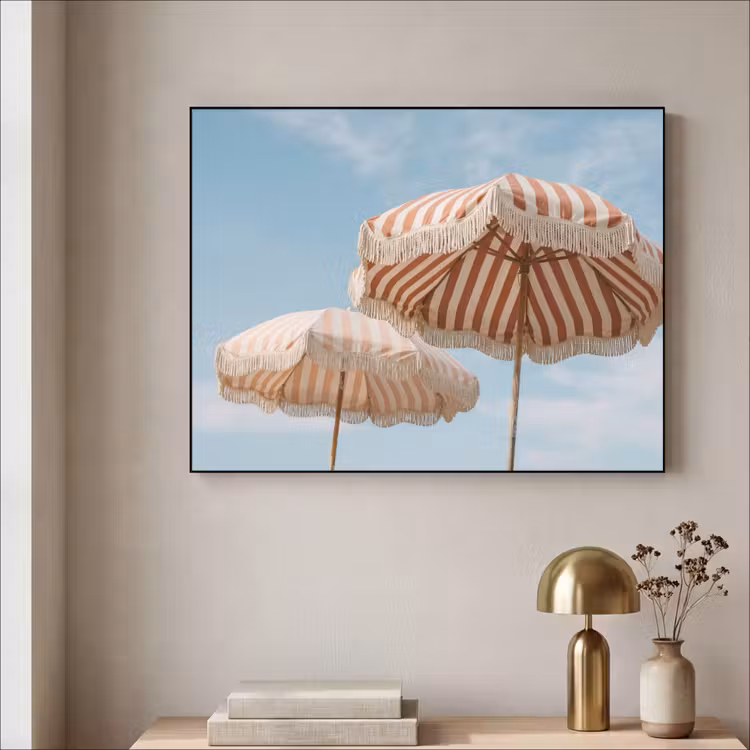 Parasol - Lucht - Rood Textielframe zwart klein -sfeer2