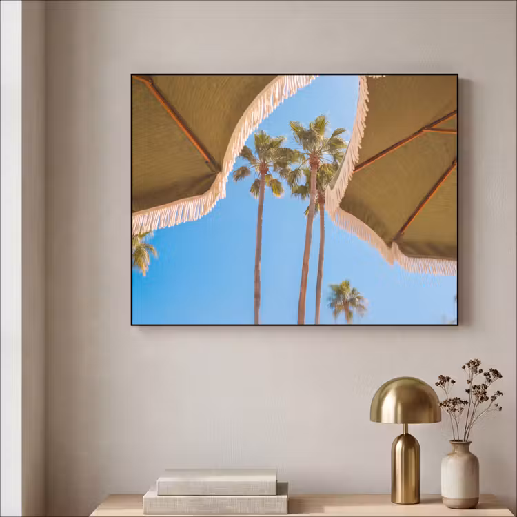 Parasol - Groen - Franjes - Zomer - Tropisch Textielframe zwart klein -sfeer2