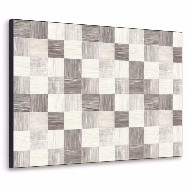 Patroon - Dambord - Houtnerf Textielframe zwart klein 947 -3d