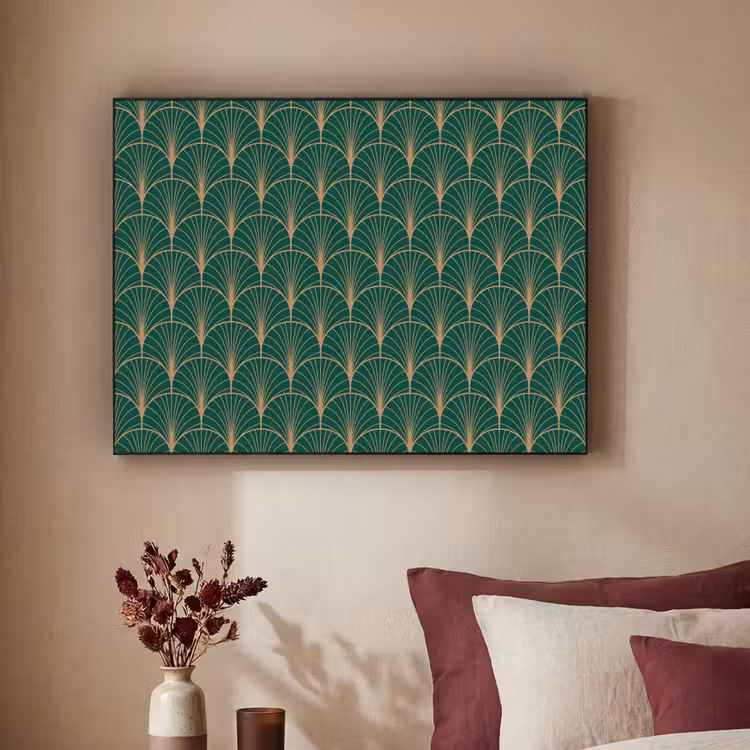 Patroon - Groen - Goud - Symmetrisch Textielframe - compleet frame klein 947 -sfeer1