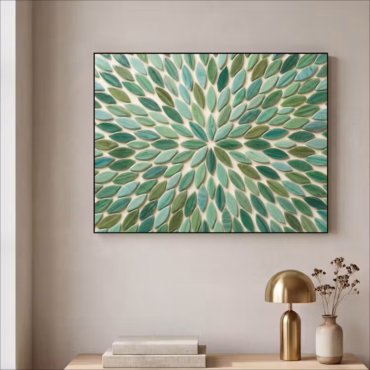 Patroon - Blad - Groen - Abstract Textielframe zwart klein -sfeer2