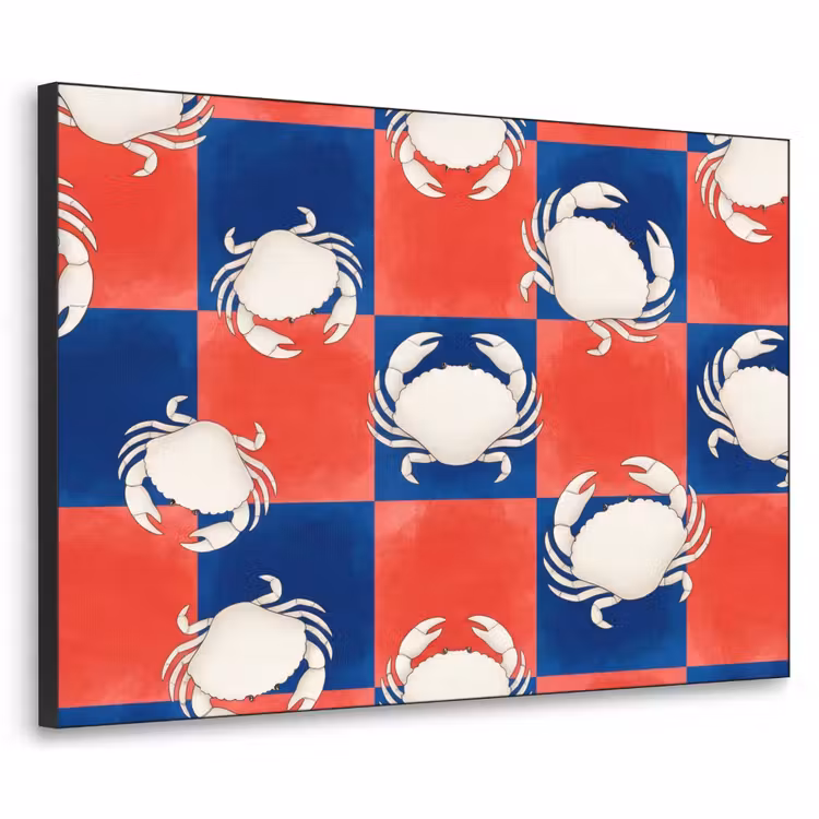 Patroon - Zeeleven - Rood - Blauw - Abstract Textielframe zwart klein -3d