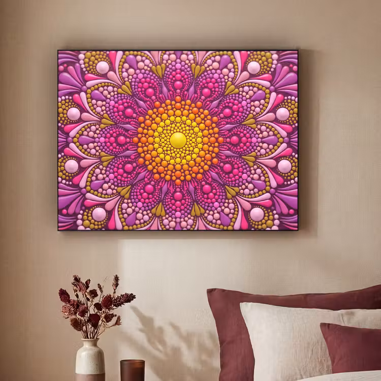 Patroon - Stippen - Abstract - Kleurrijk Textielframe zwart klein -sfeer1