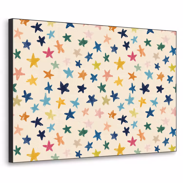 Patroon - Sterren - Kleurrijk Textielframe zwart klein 947 -3d