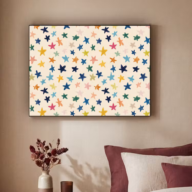Patroon - Sterren - Kleurrijk Textielframe zwart klein 947 -sfeer1
