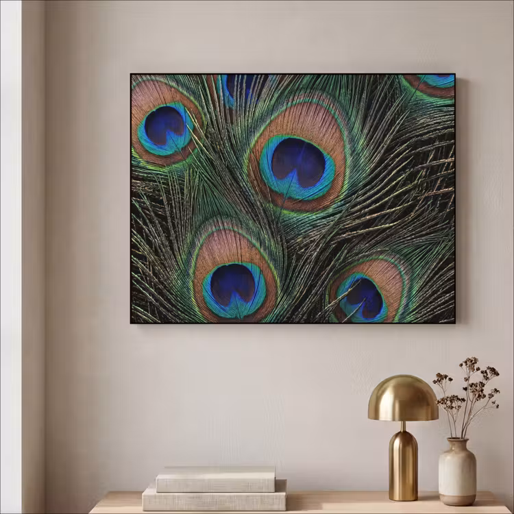 Pauwenveren - Klassiek - Groen Textielframe zwart klein -sfeer2