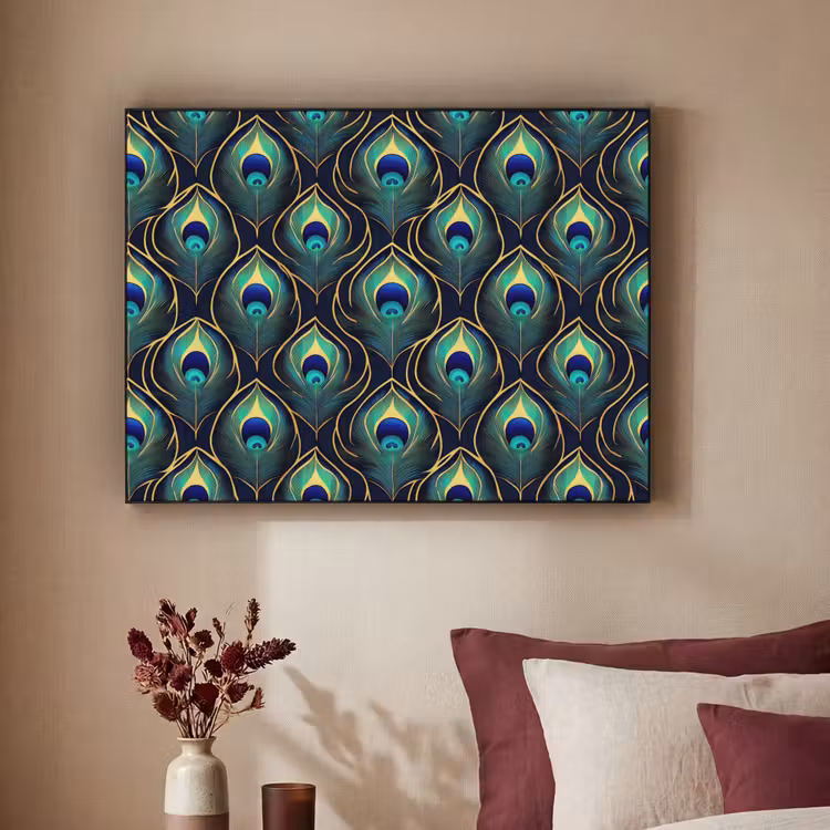 Pauw - Veren - Groen Textielframe zwart klein 947 -sfeer1