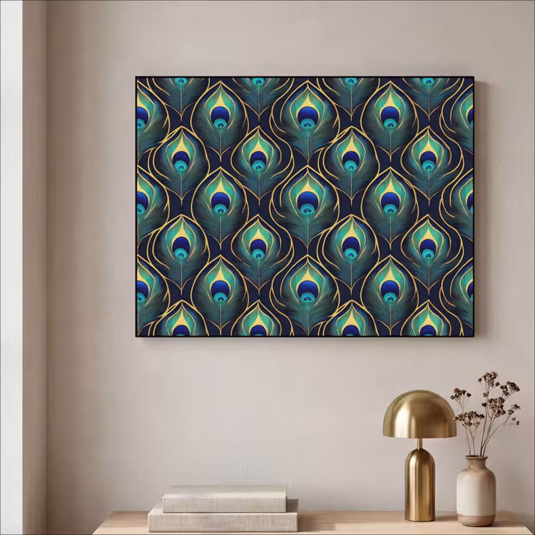 Pauw - Veren - Groen Textielframe zwart klein 947 -sfeer2