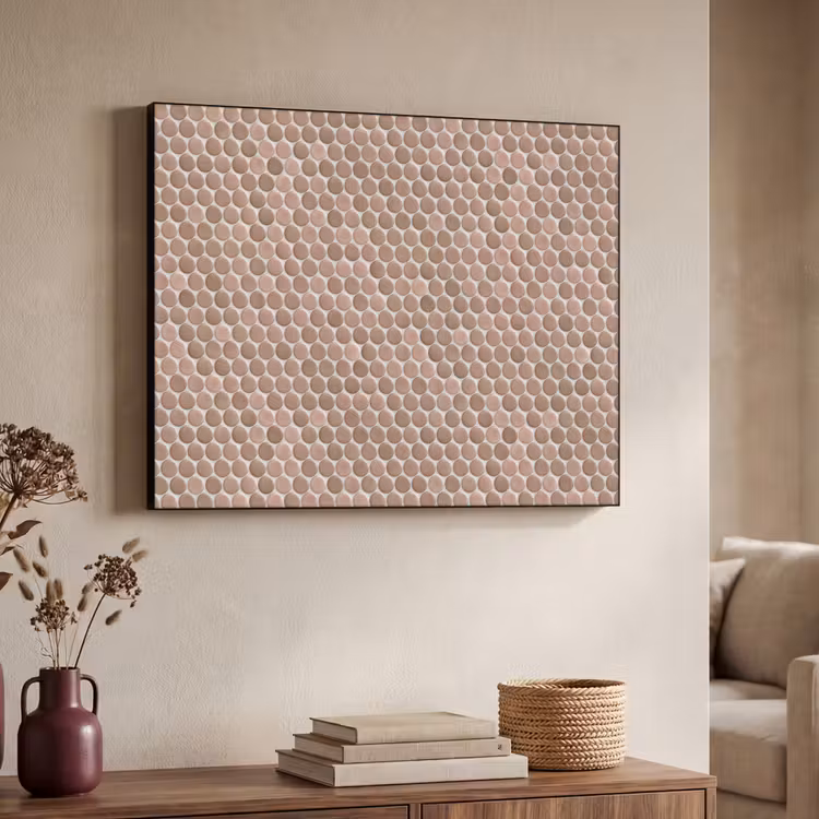 Penny - Mozaïek - Oudroze - Terracotta Textielframe zwart klein 947 -sfeer3
