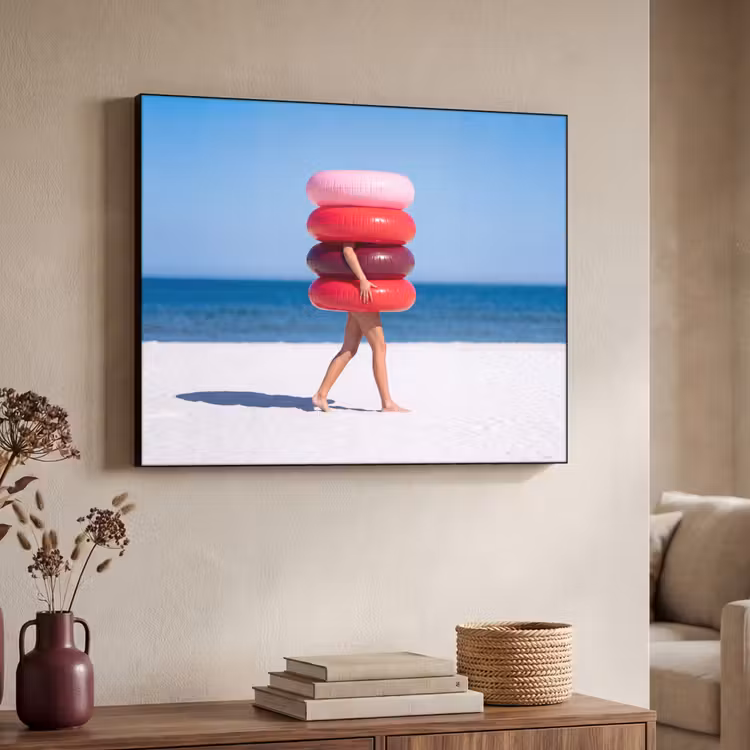 Mensen - Strand - Zomer - Recreatie - Kleurrijk Textielframe zwart klein -sfeer3