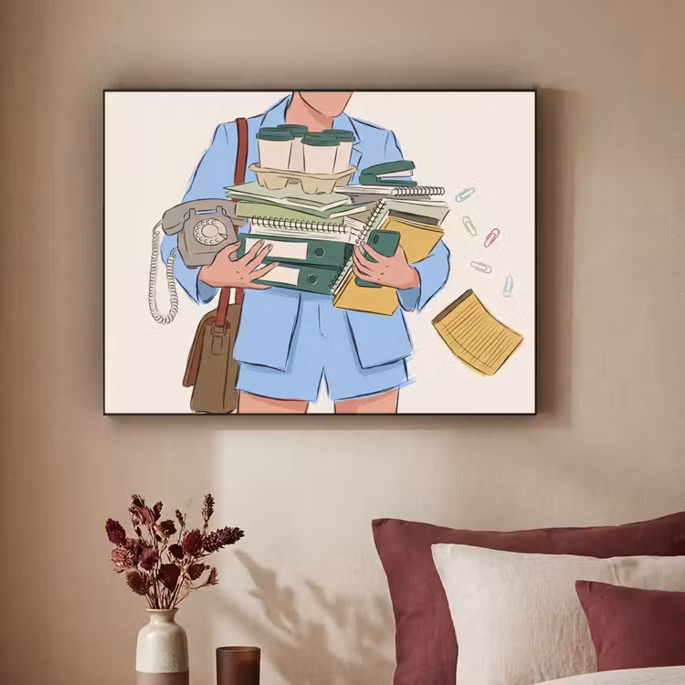 Mens - Kantoorartikelen - Werk - Modern Textielframe zwart klein -sfeer1